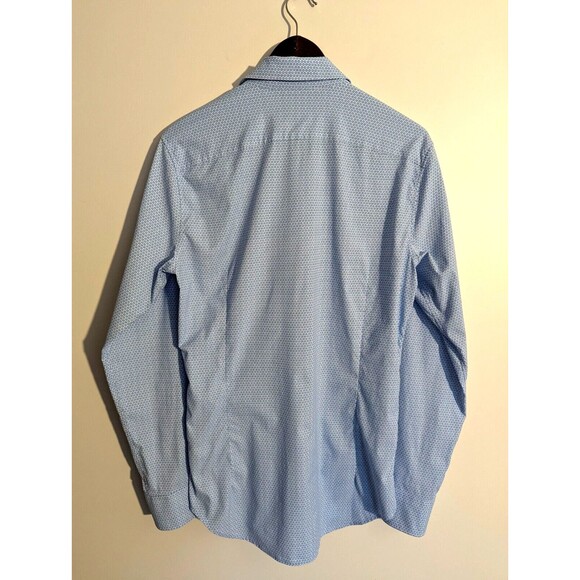 Bonobos Medium Tailored Fit Long Button Up Long Sleeve Shirt Blue White Graphic - Picture 2 of 11